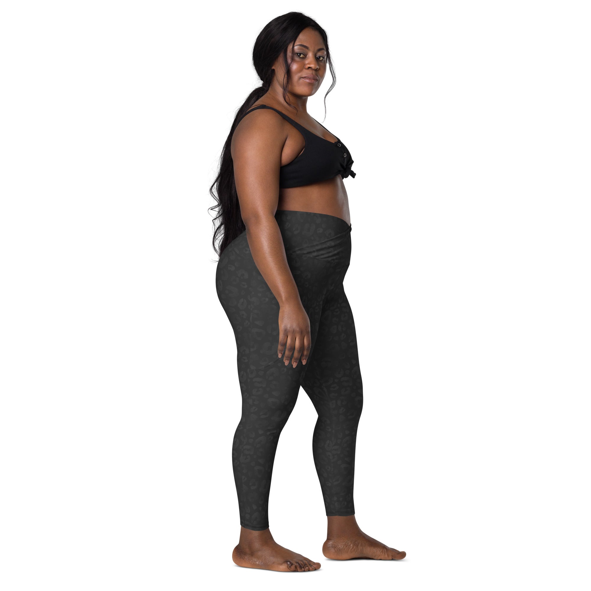 [Wild Side] Obsidian Roar Crossover Leggings with Pockets