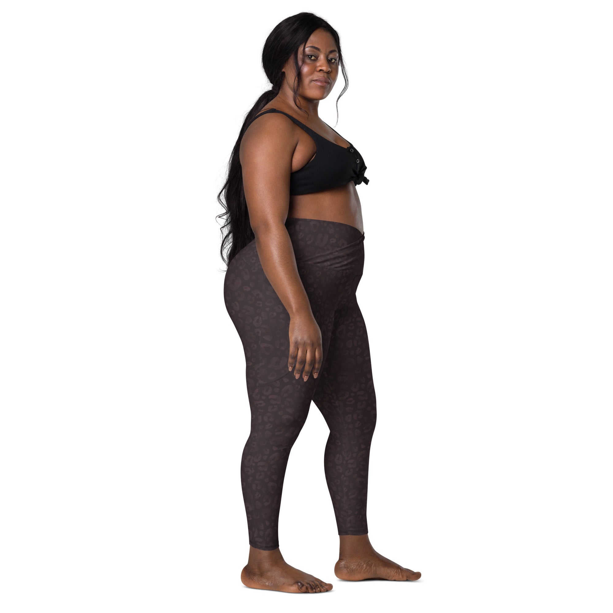 [Wild Side] Mocha Spots Crossover Leggings with Pockets