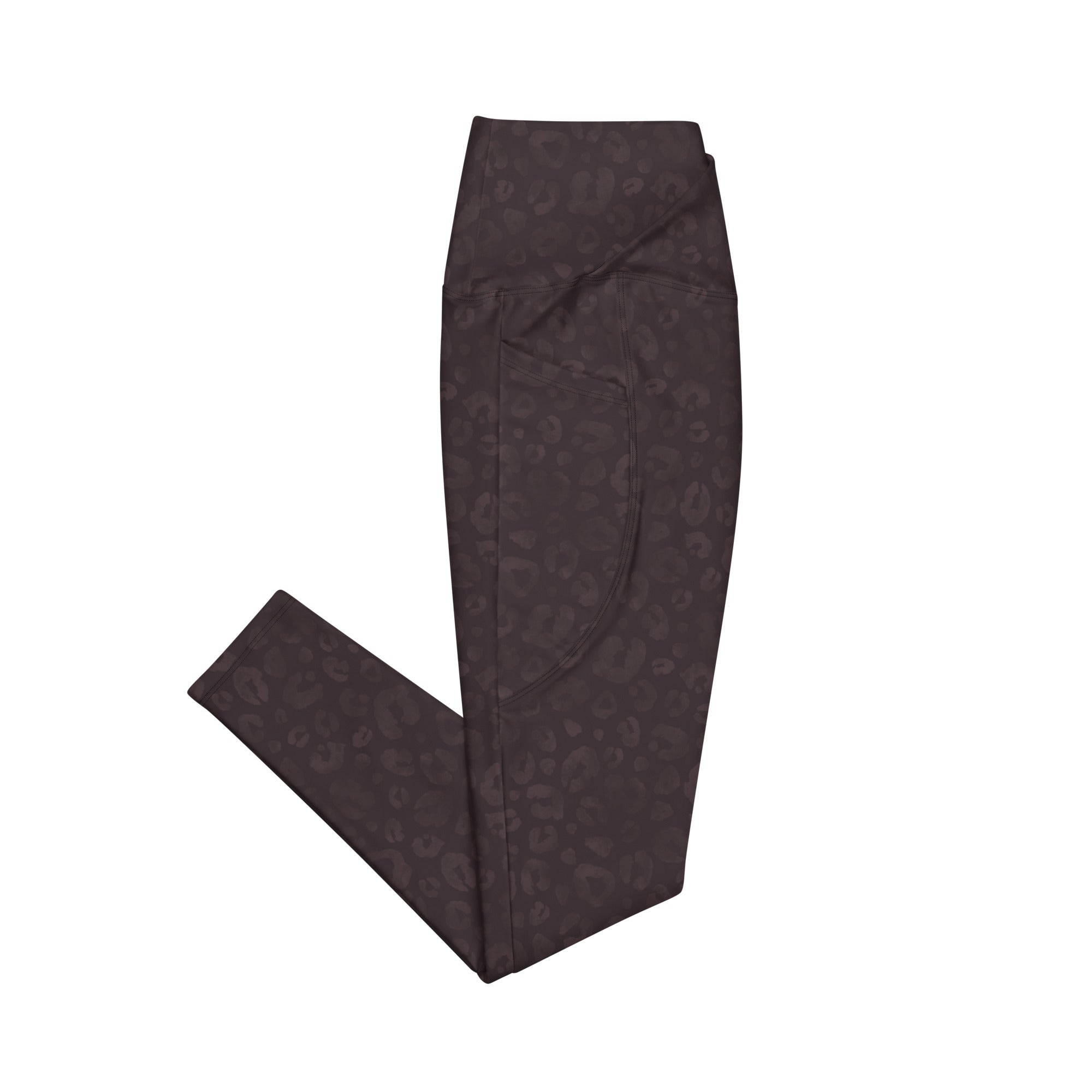 [Wild Side] Mocha Spots Crossover Leggings with Pockets