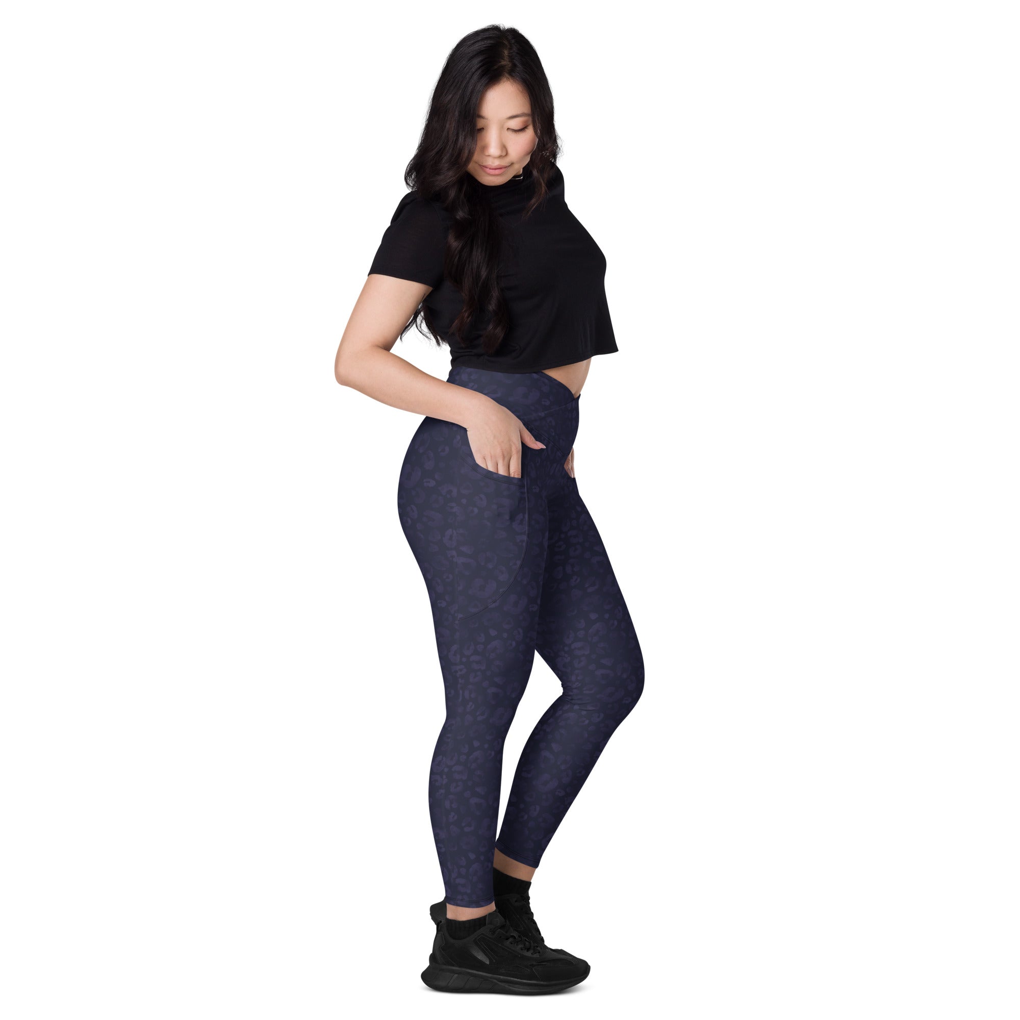 [Wild Side] Indigo Roar Crossover Leggings with Pockets