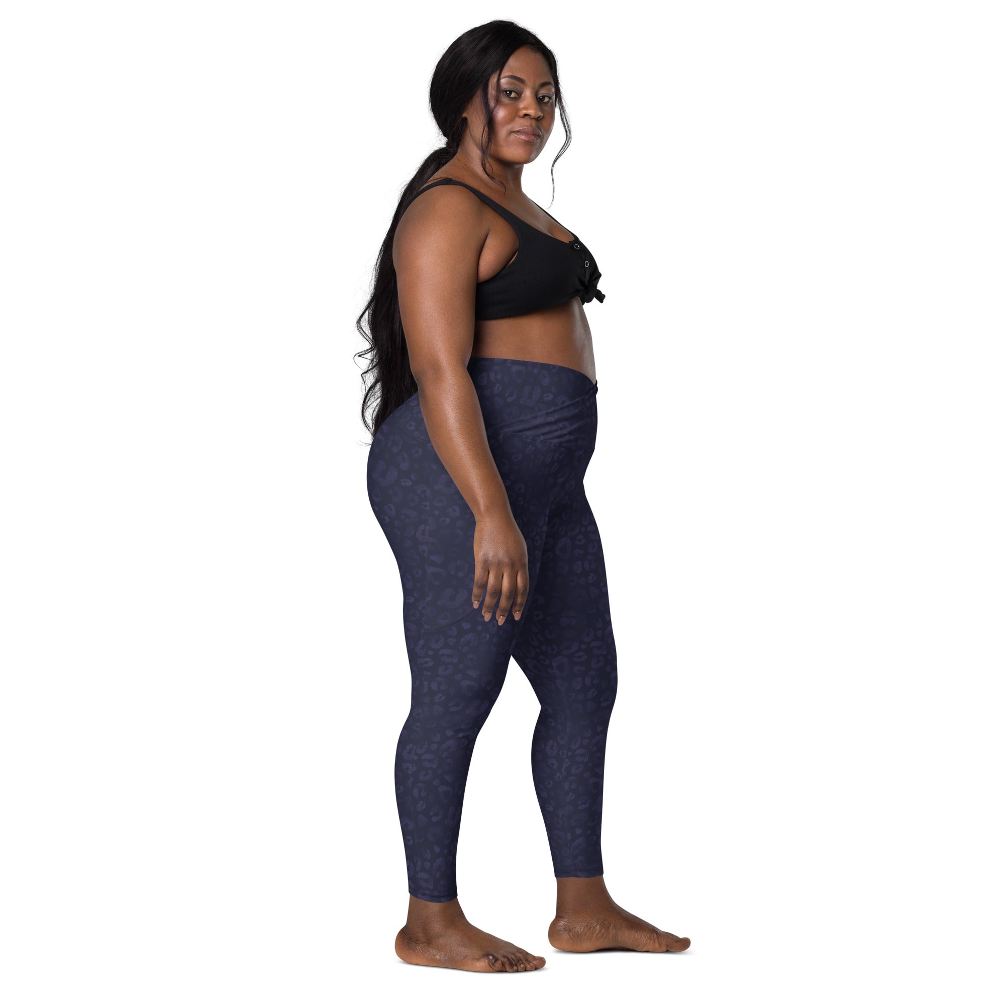 [Wild Side] Indigo Roar Crossover Leggings with Pockets