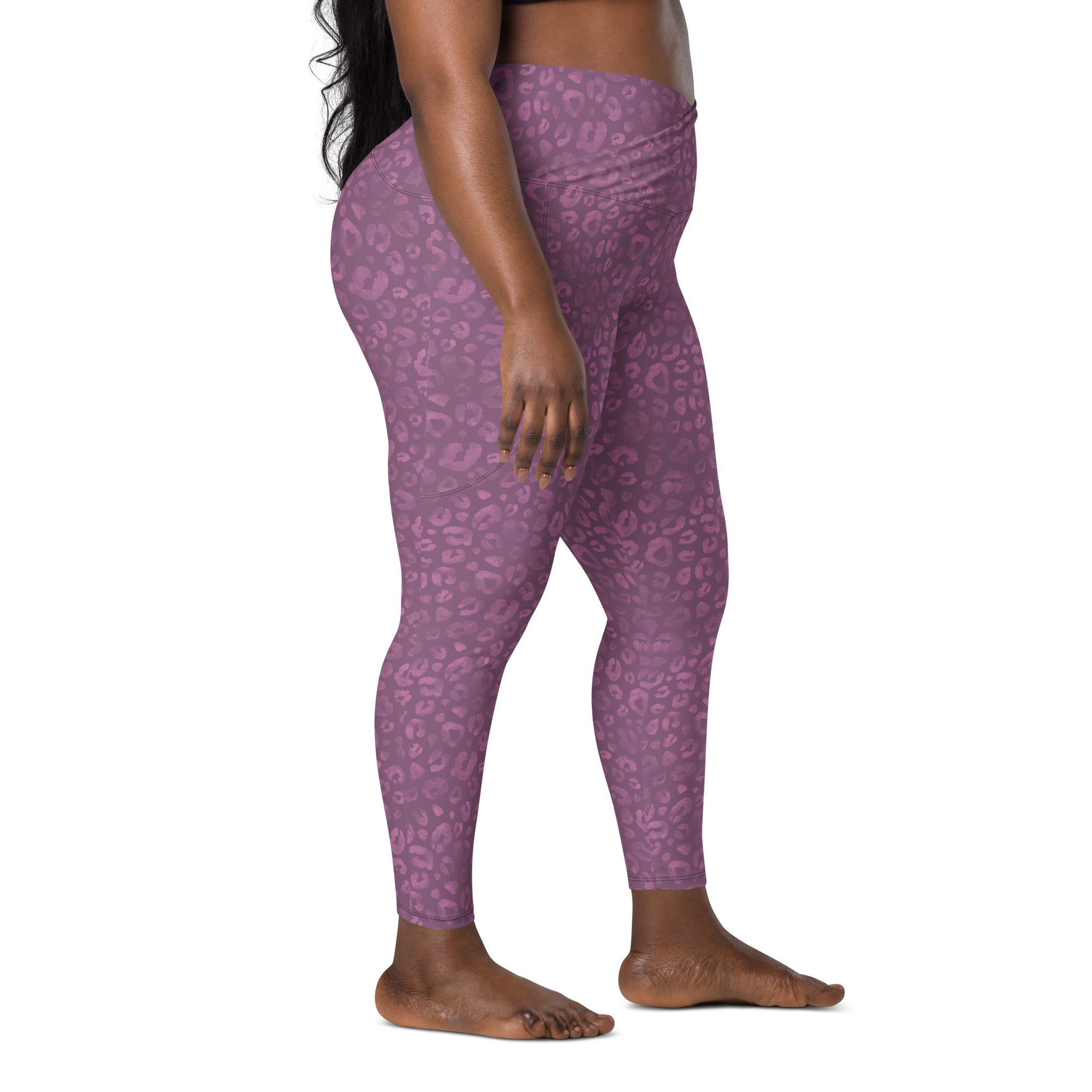 [Wild Side] Burgundy Roar Crossover Leggings with Pockets