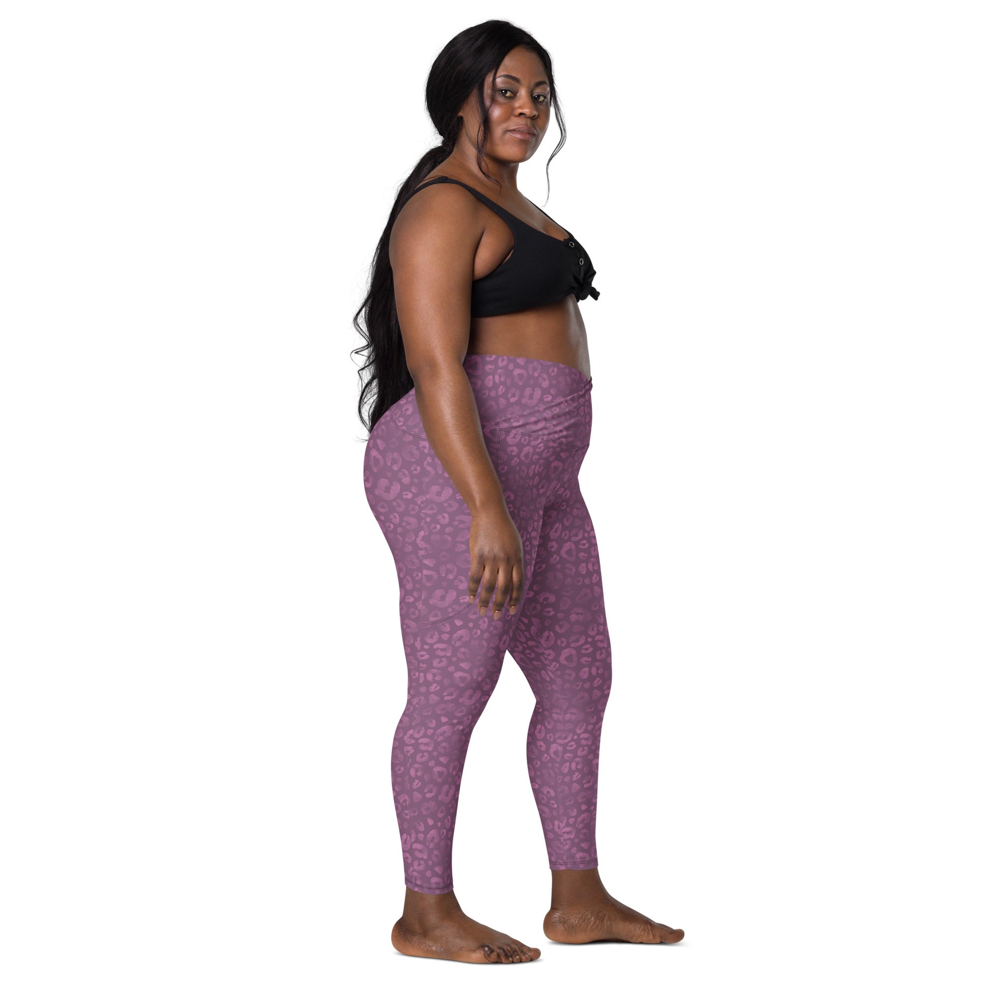[Wild Side] Burgundy Roar Crossover Leggings with Pockets