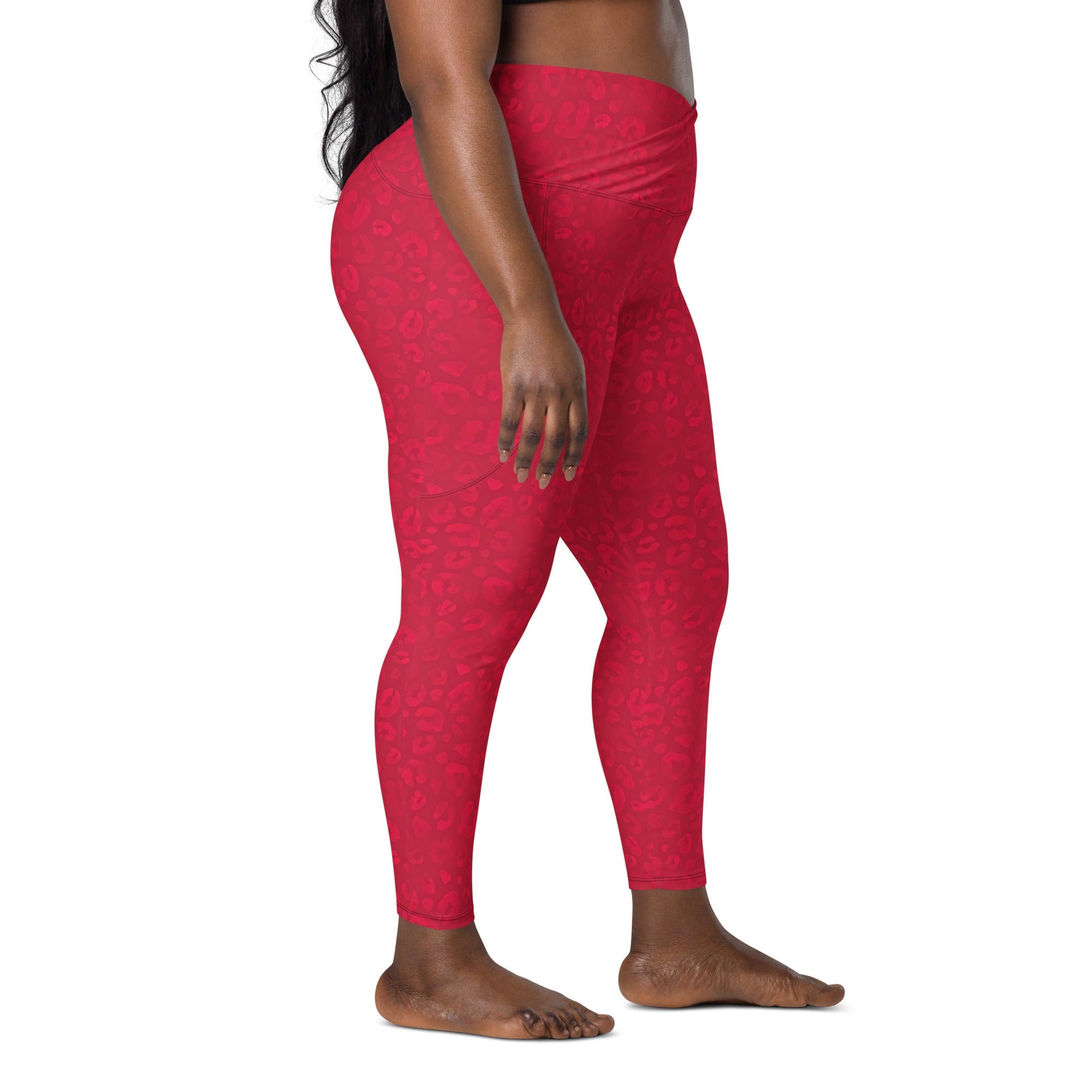 [Wild Side] Crimson Roar Crossover Leggings with Pockets