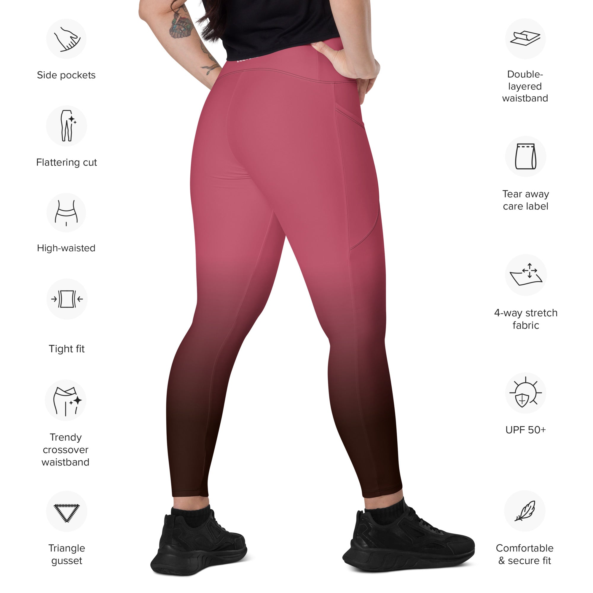 [THC Basics] Blush Latte Crossover Leggings with Pockets