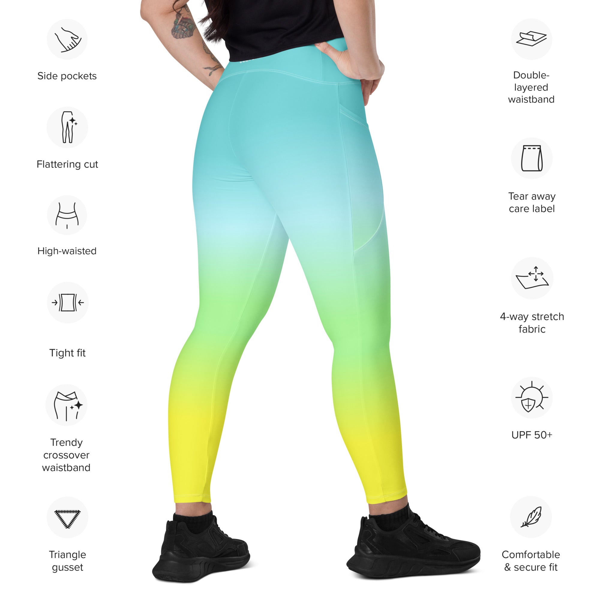 [THC Basics] Tropical Wave Crossover Leggings with Pockets