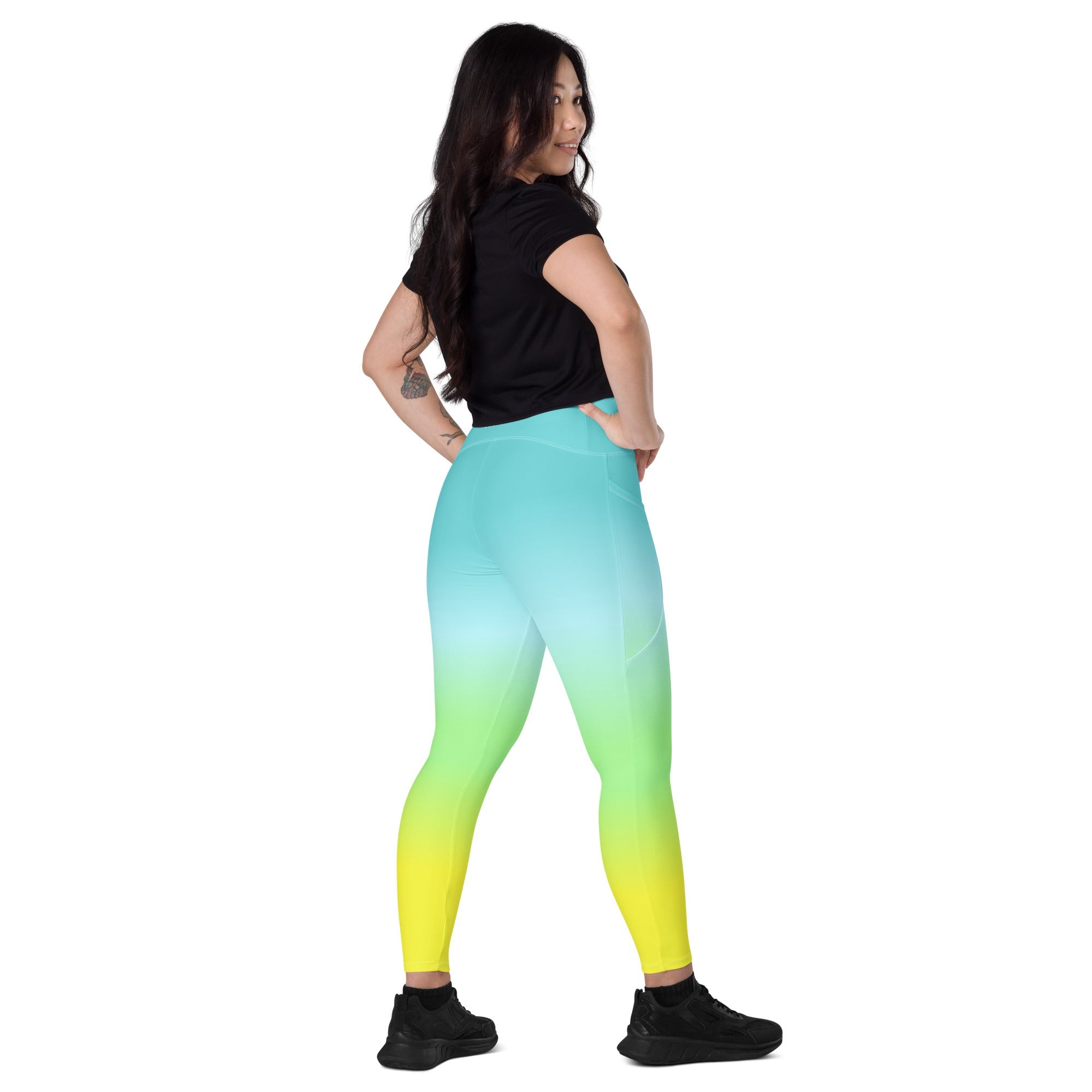 [THC Basics] Tropical Wave Crossover Leggings with Pockets