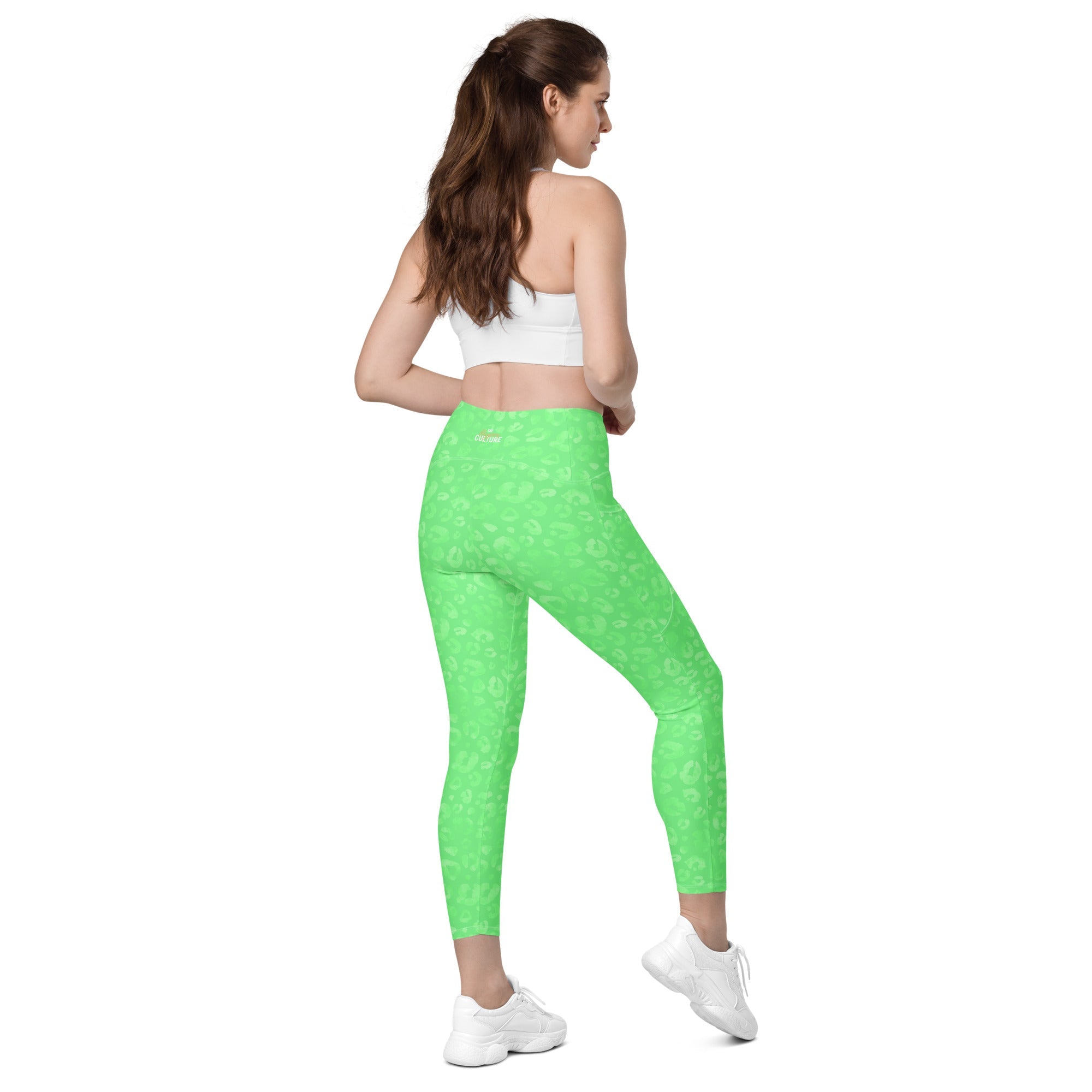 [Wild Side] Green Safari Crossover Leggings with Pockets