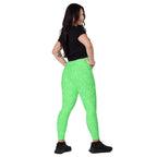 [Wild Side] Green Safari Crossover Leggings with Pockets