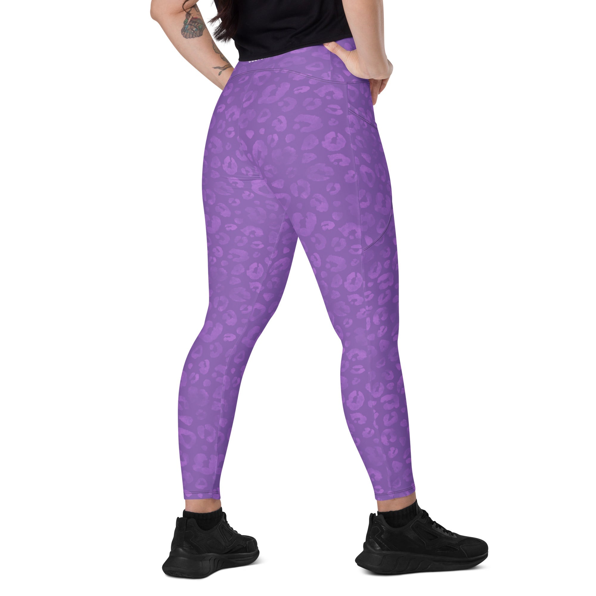 [Wild Side] Purple Roar Crossover Leggings with Pockets