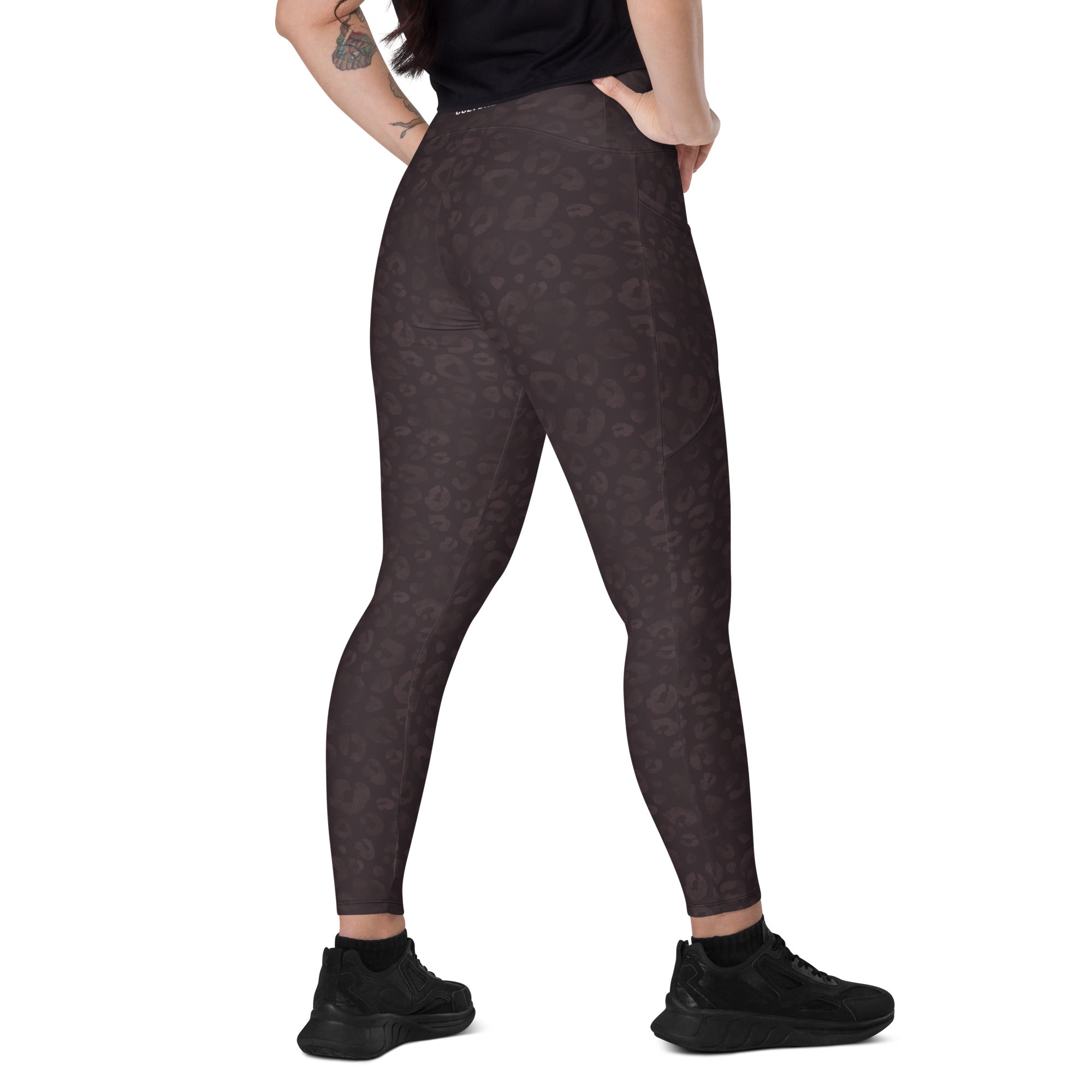 [Wild Side] Mocha Spots Crossover Leggings with Pockets