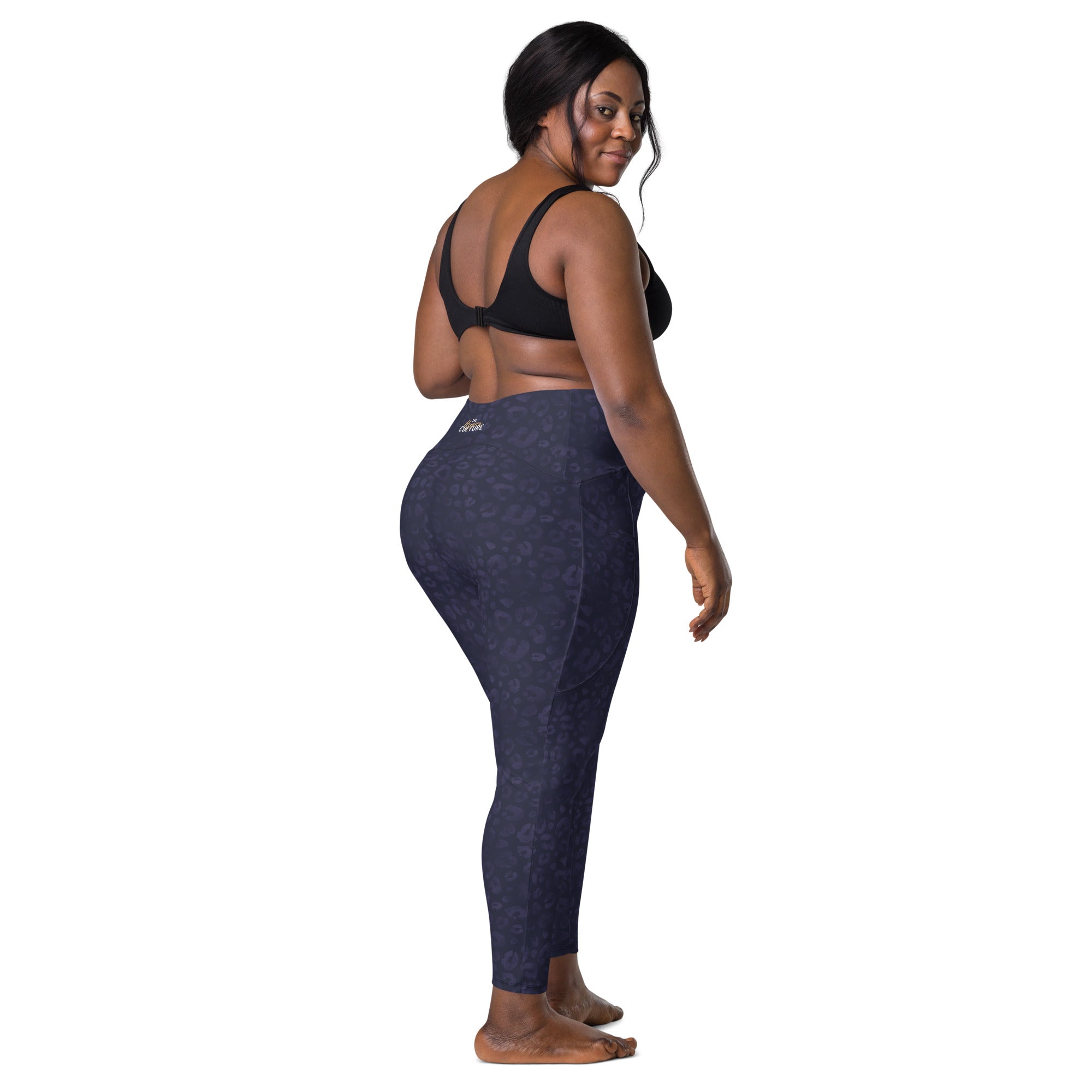 [Wild Side] Indigo Roar Crossover Leggings with Pockets