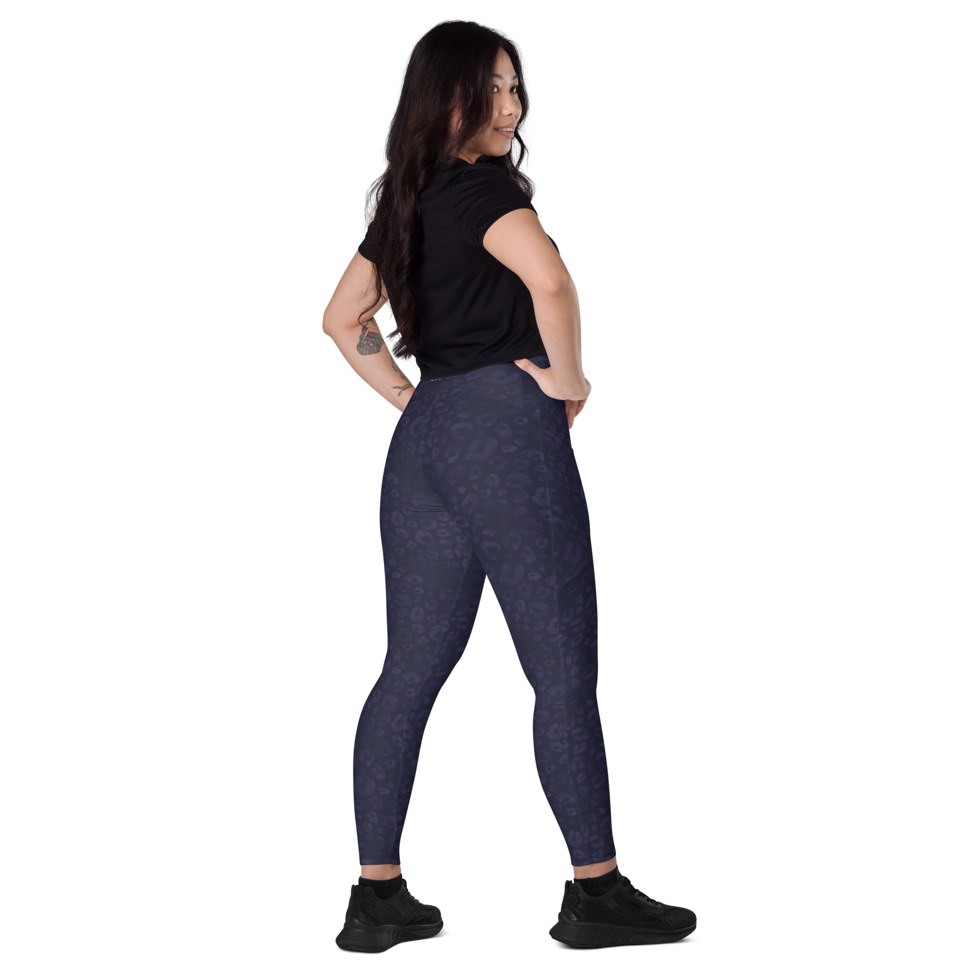 [Wild Side] Indigo Roar Crossover Leggings with Pockets