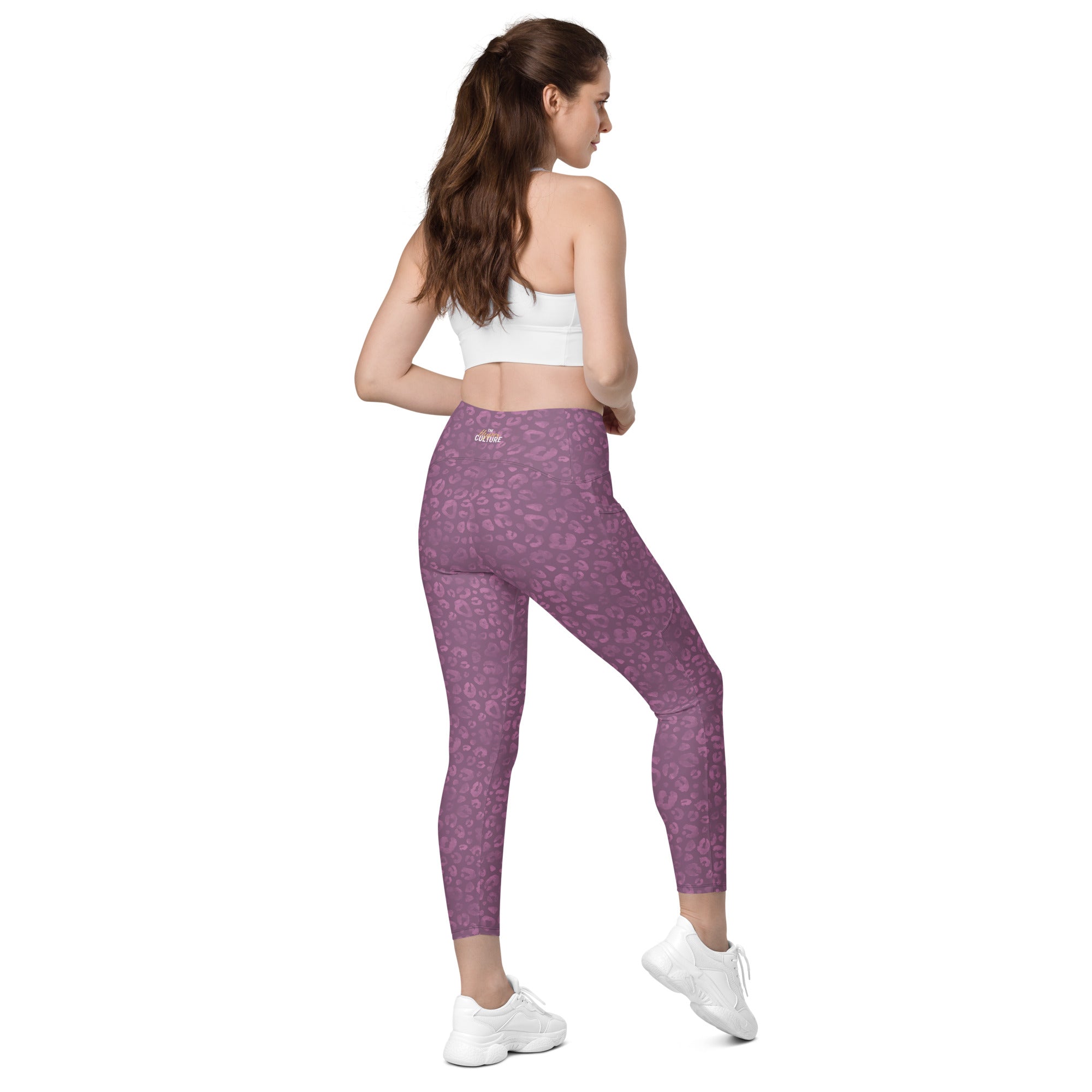 [Wild Side] Burgundy Roar Crossover Leggings with Pockets