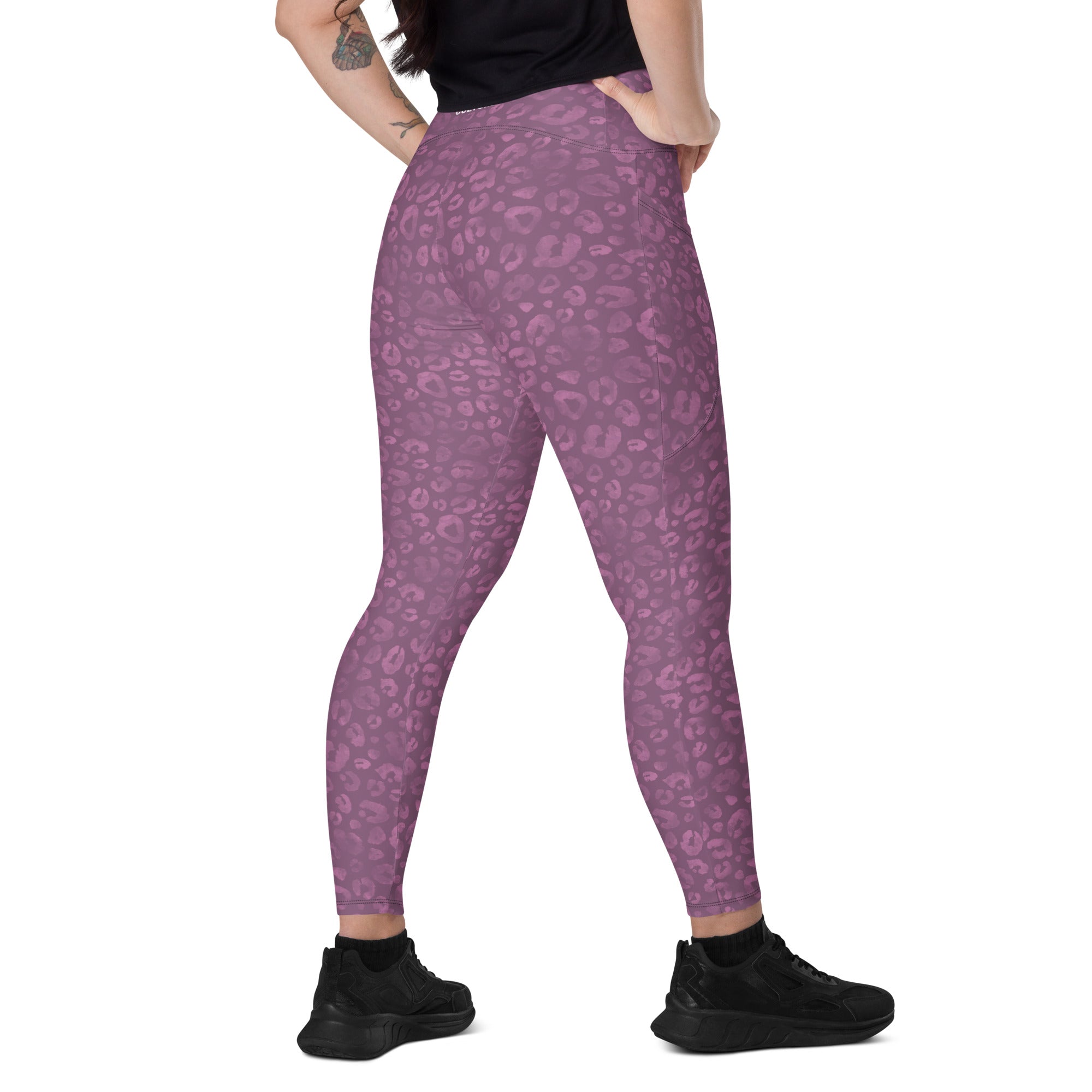 [Wild Side] Burgundy Roar Crossover Leggings with Pockets