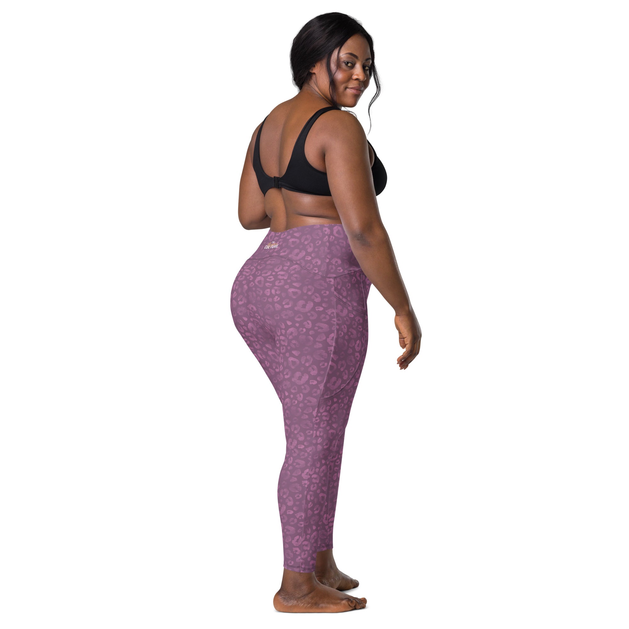 [Wild Side] Burgundy Roar Crossover Leggings with Pockets