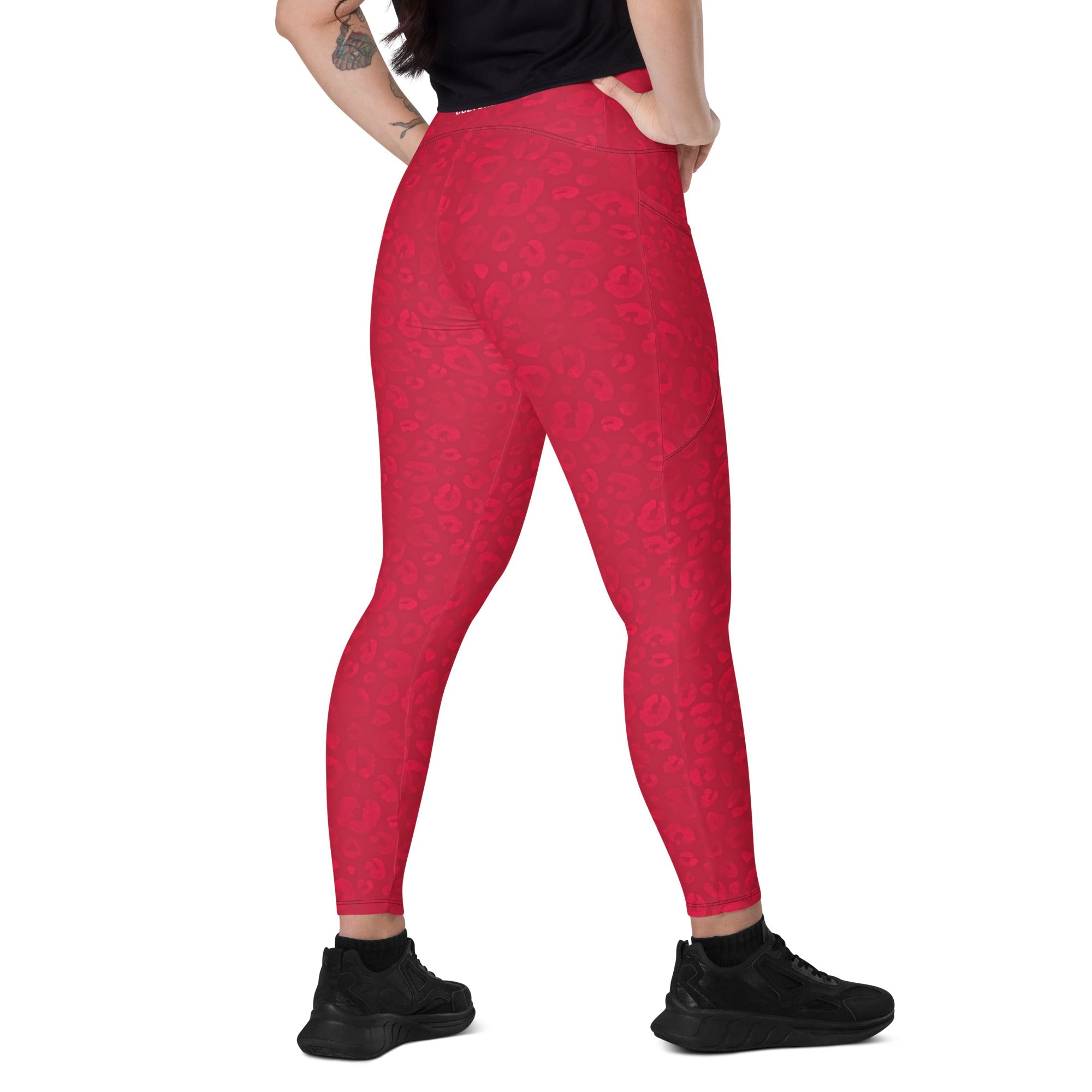 [Wild Side] Crimson Roar Crossover Leggings with Pockets