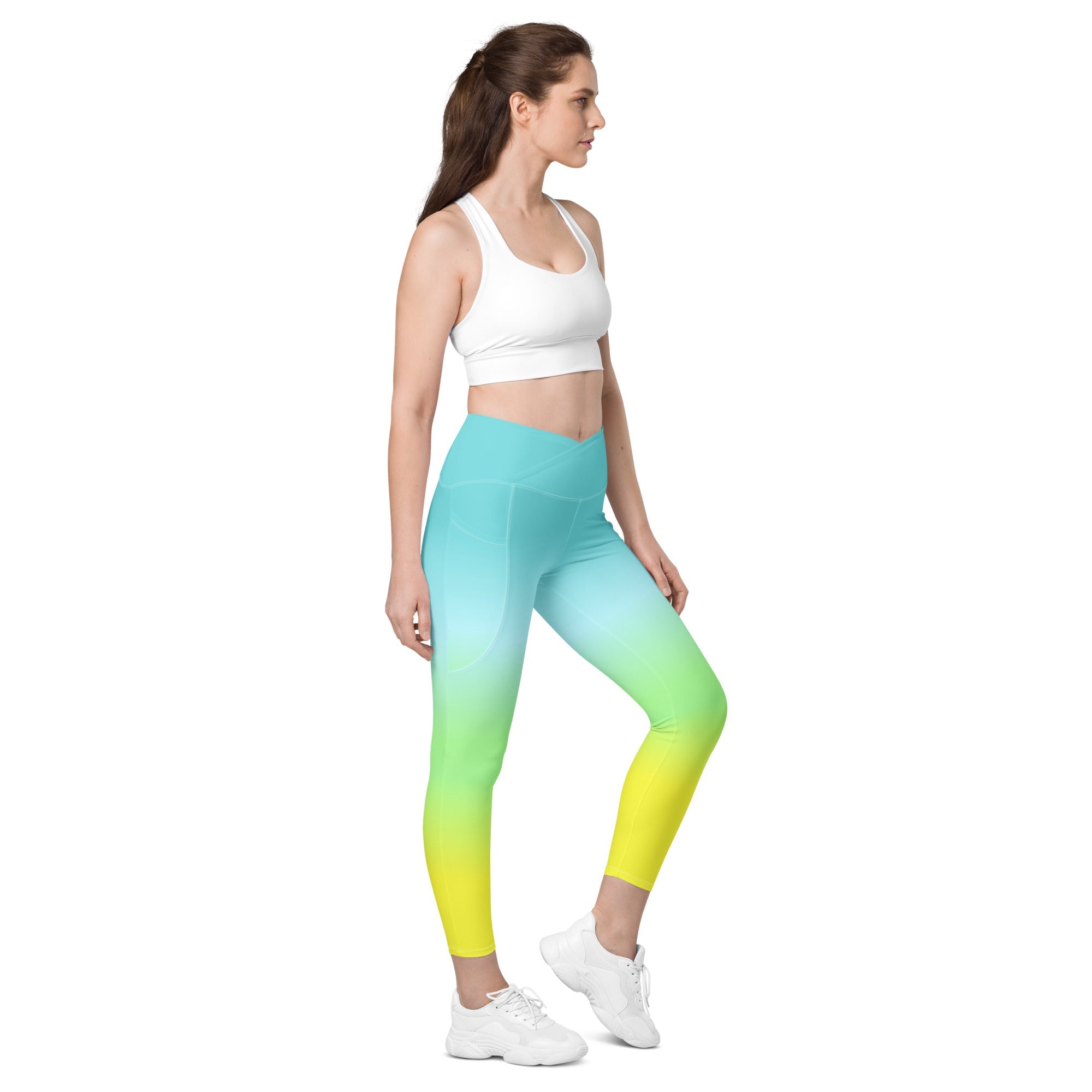 [THC Basics] Tropical Wave Crossover Leggings with Pockets