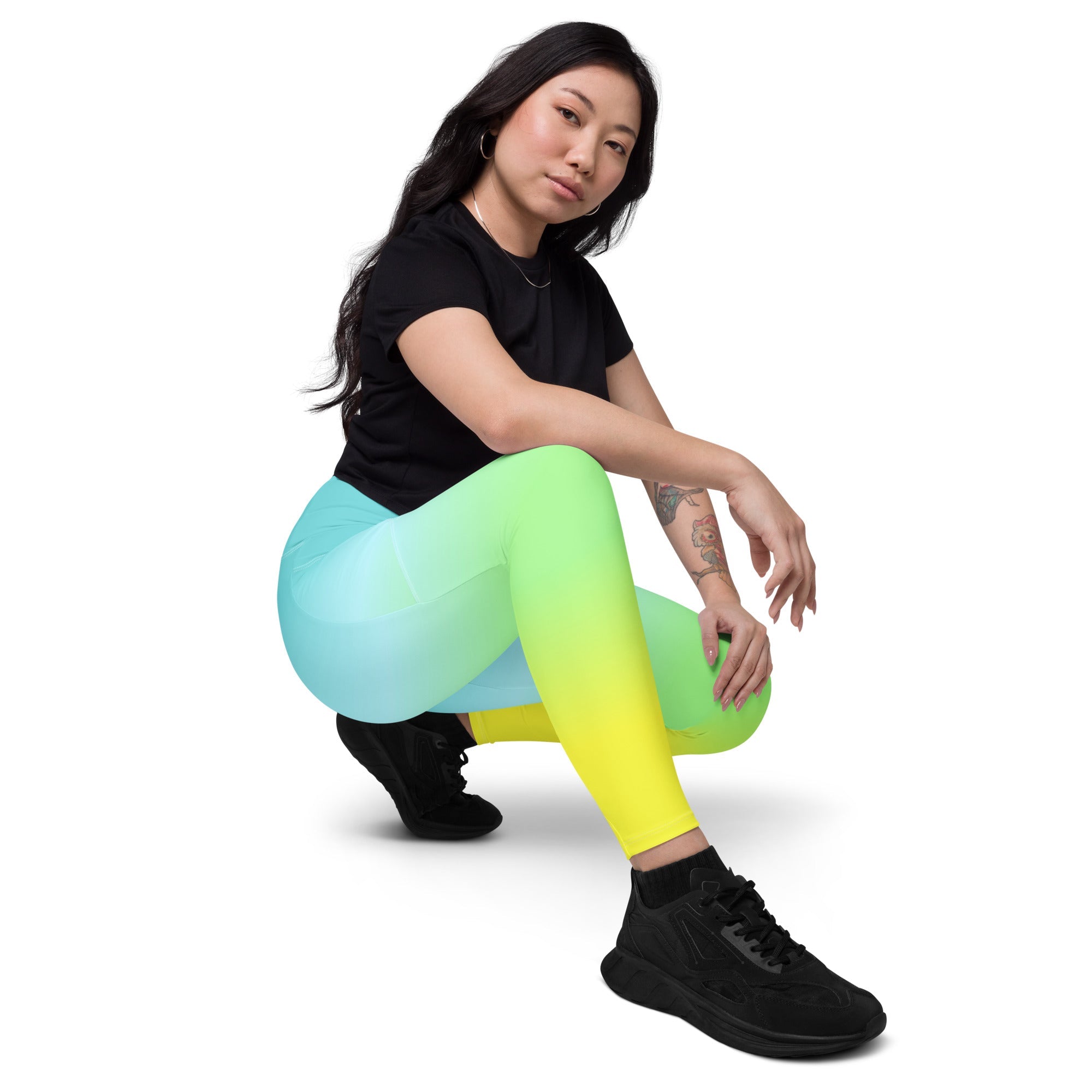 [THC Basics] Tropical Wave Crossover Leggings with Pockets