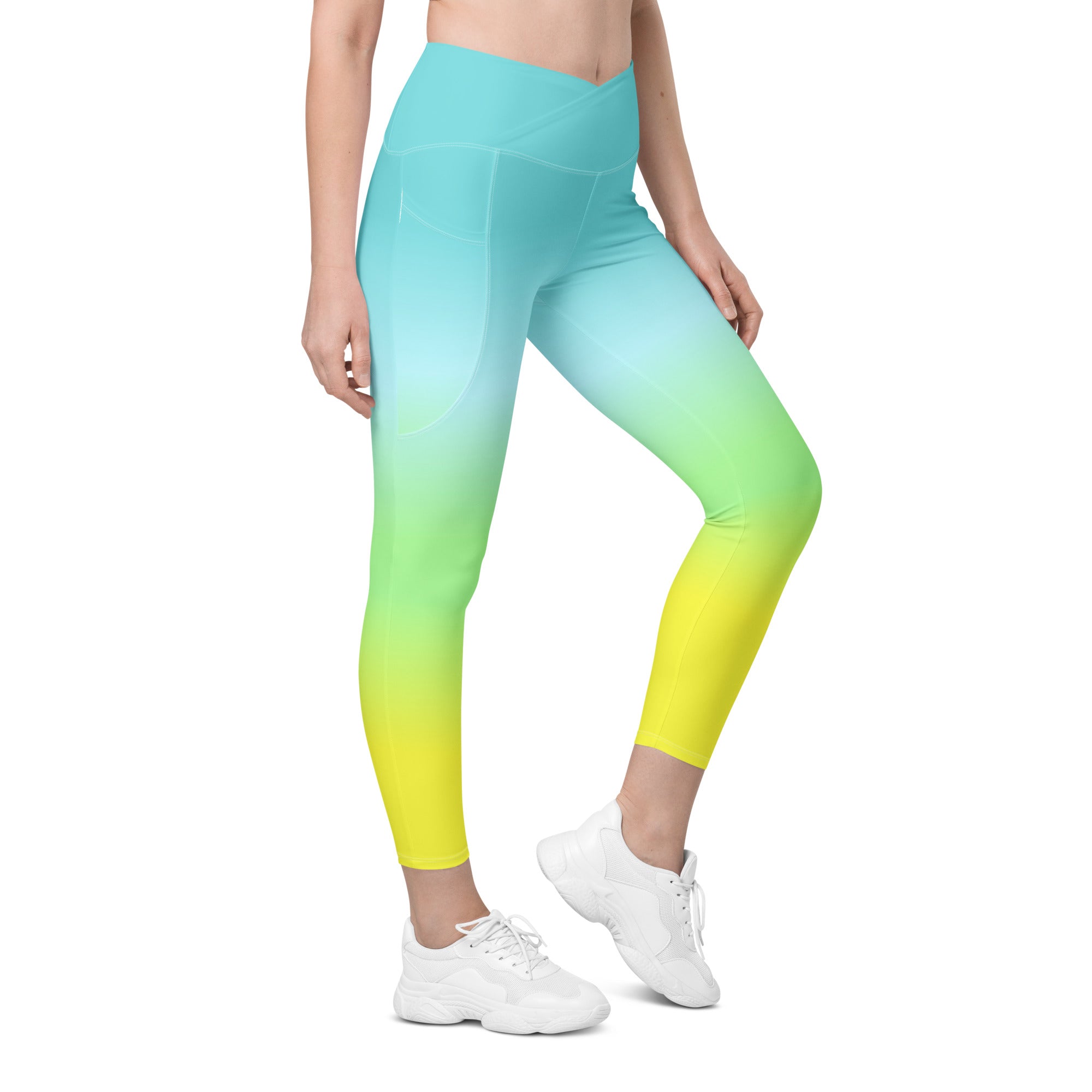 [THC Basics] Tropical Wave Crossover Leggings with Pockets
