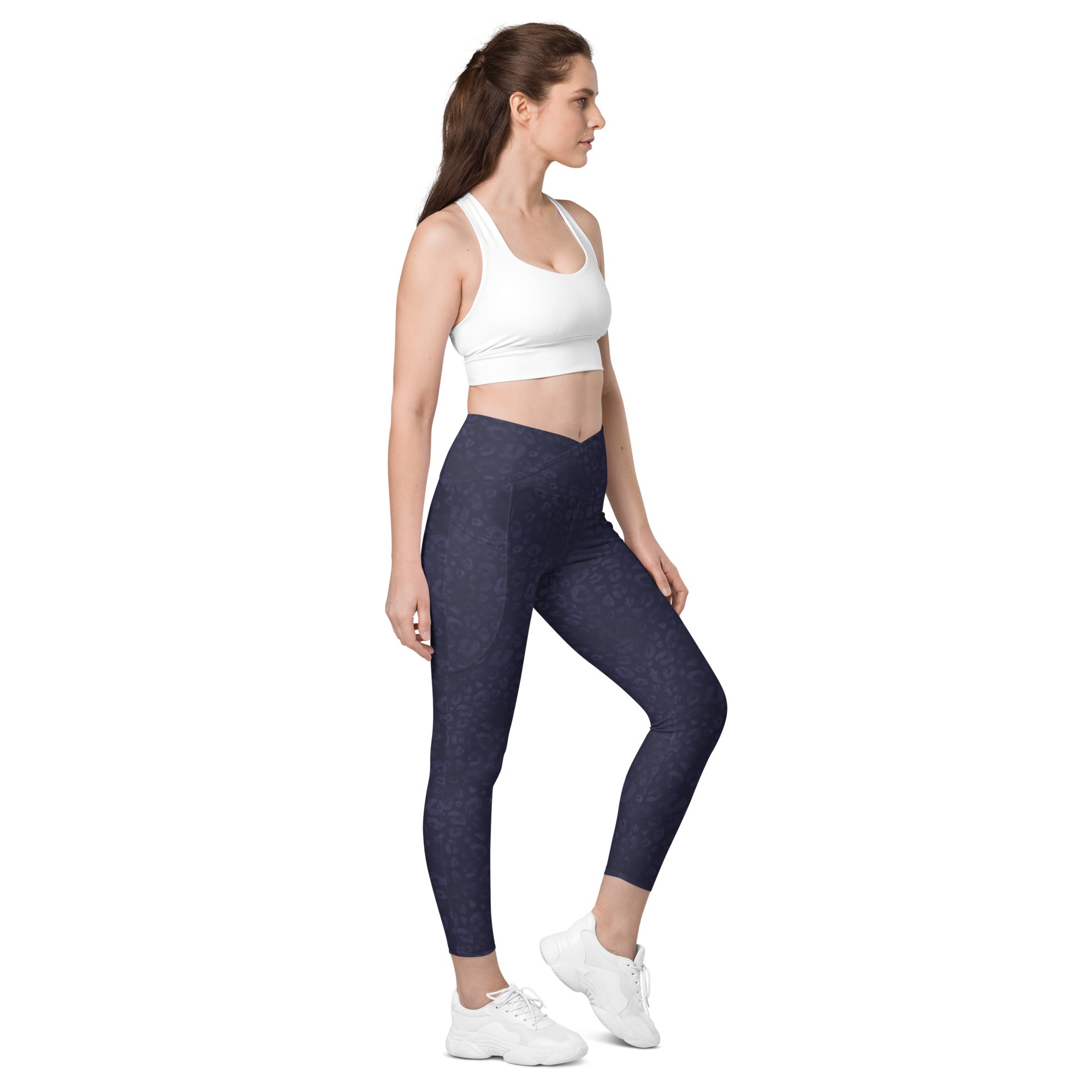 [Wild Side] Indigo Roar Crossover Leggings with Pockets