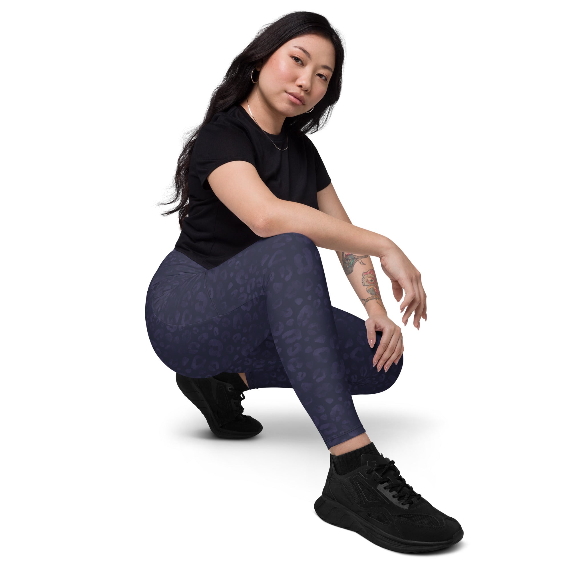 [Wild Side] Indigo Roar Crossover Leggings with Pockets