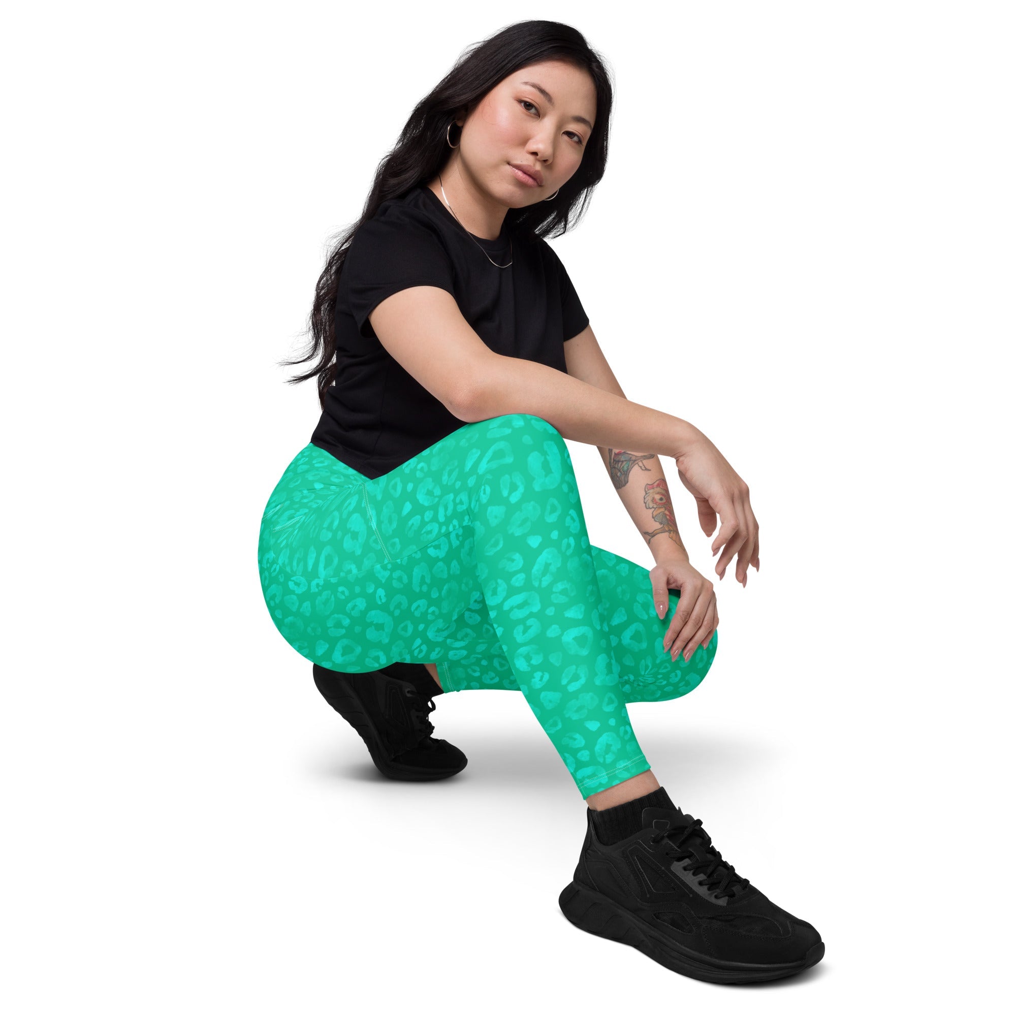 [Wild Side] Parakeet Roar Crossover Leggings with Pockets