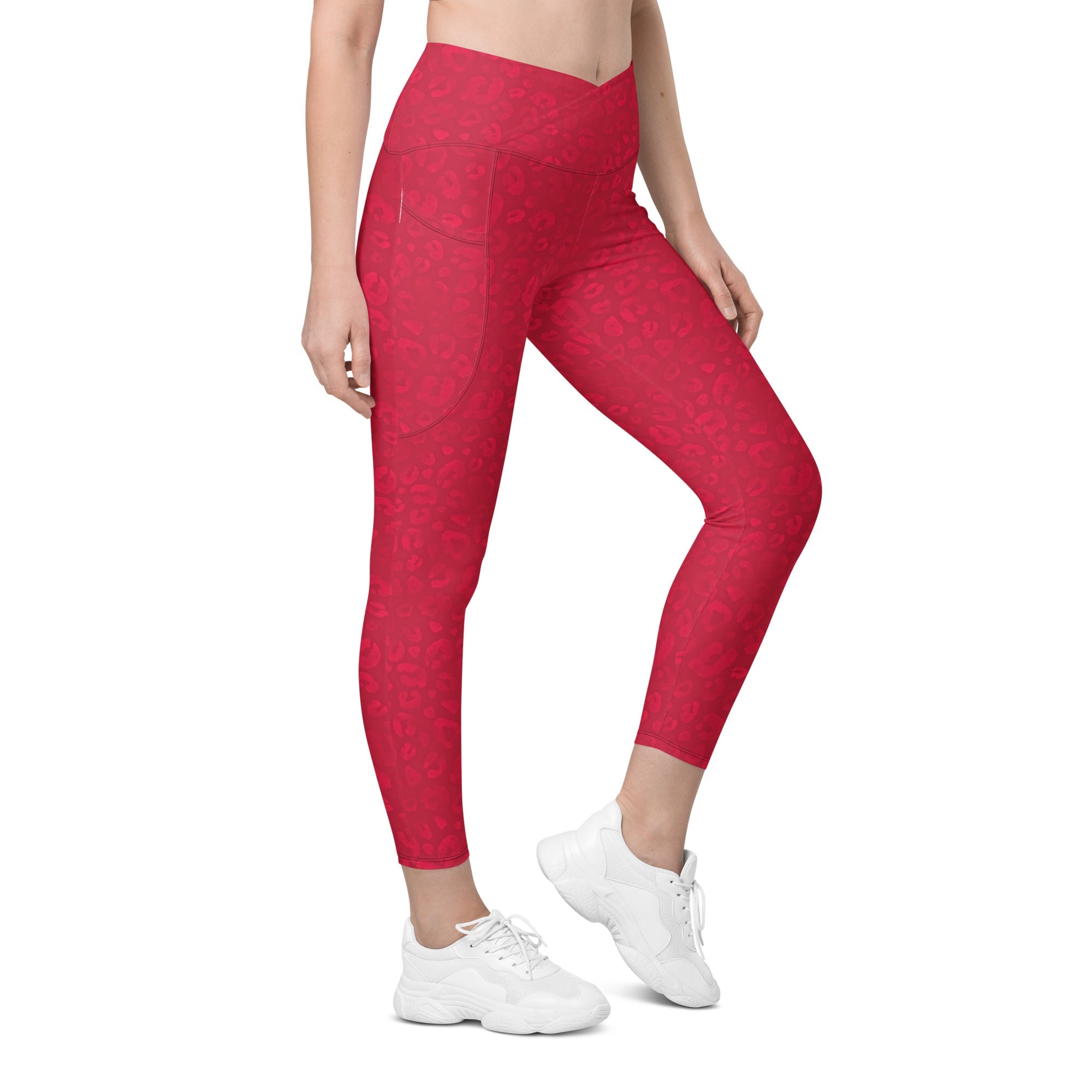 [Wild Side] Crimson Roar Crossover Leggings with Pockets