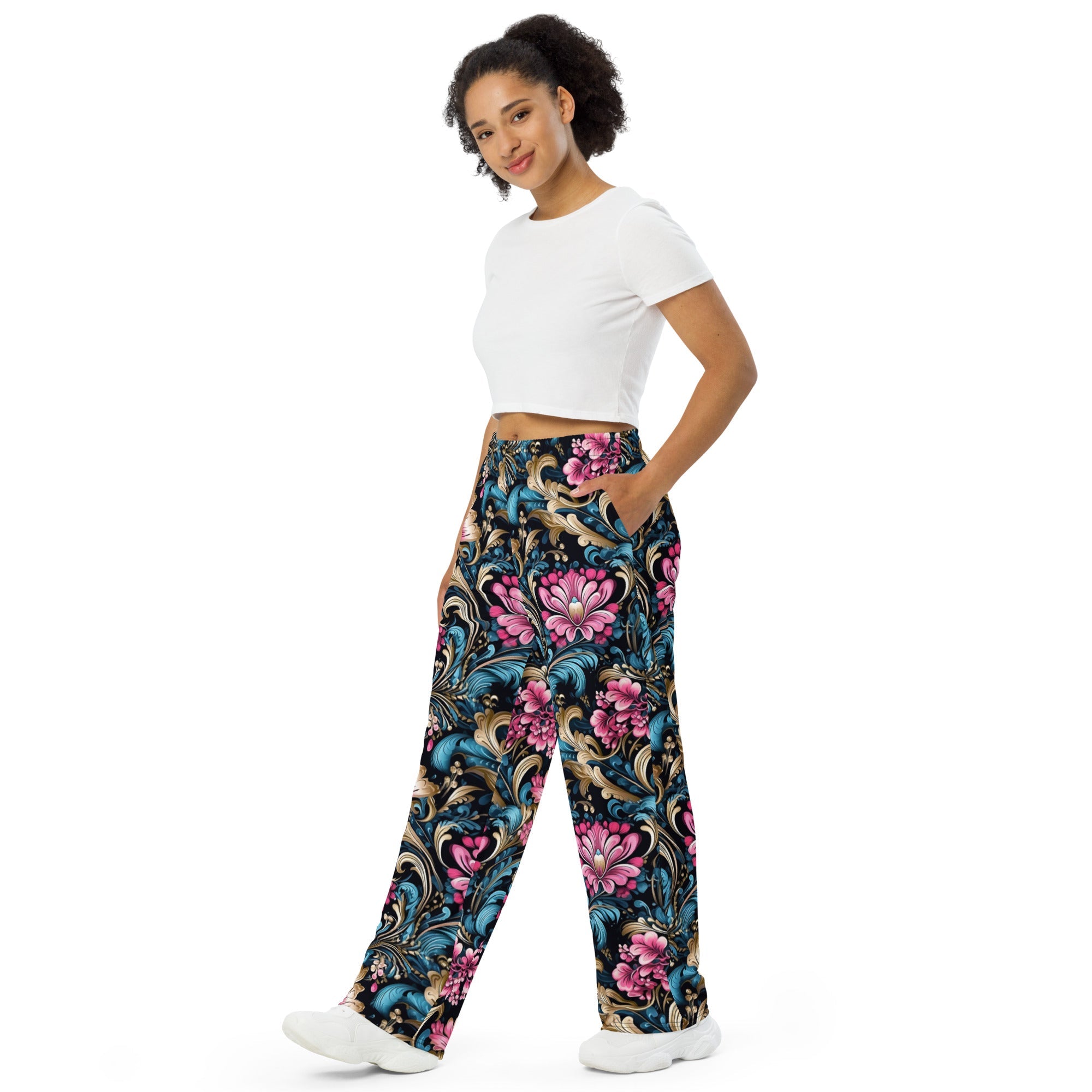 [Floral Bloom] Royal Flora Wide-Leg Pants