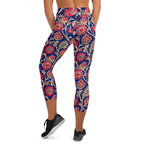 [Floral Bloom] Ruby Heritage Yoga Capri Leggings