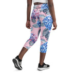 [Floral Bloom] Blushing Hydrangea Yoga Capri Leggings