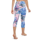 [Floral Bloom] Blushing Hydrangea Yoga Capri Leggings