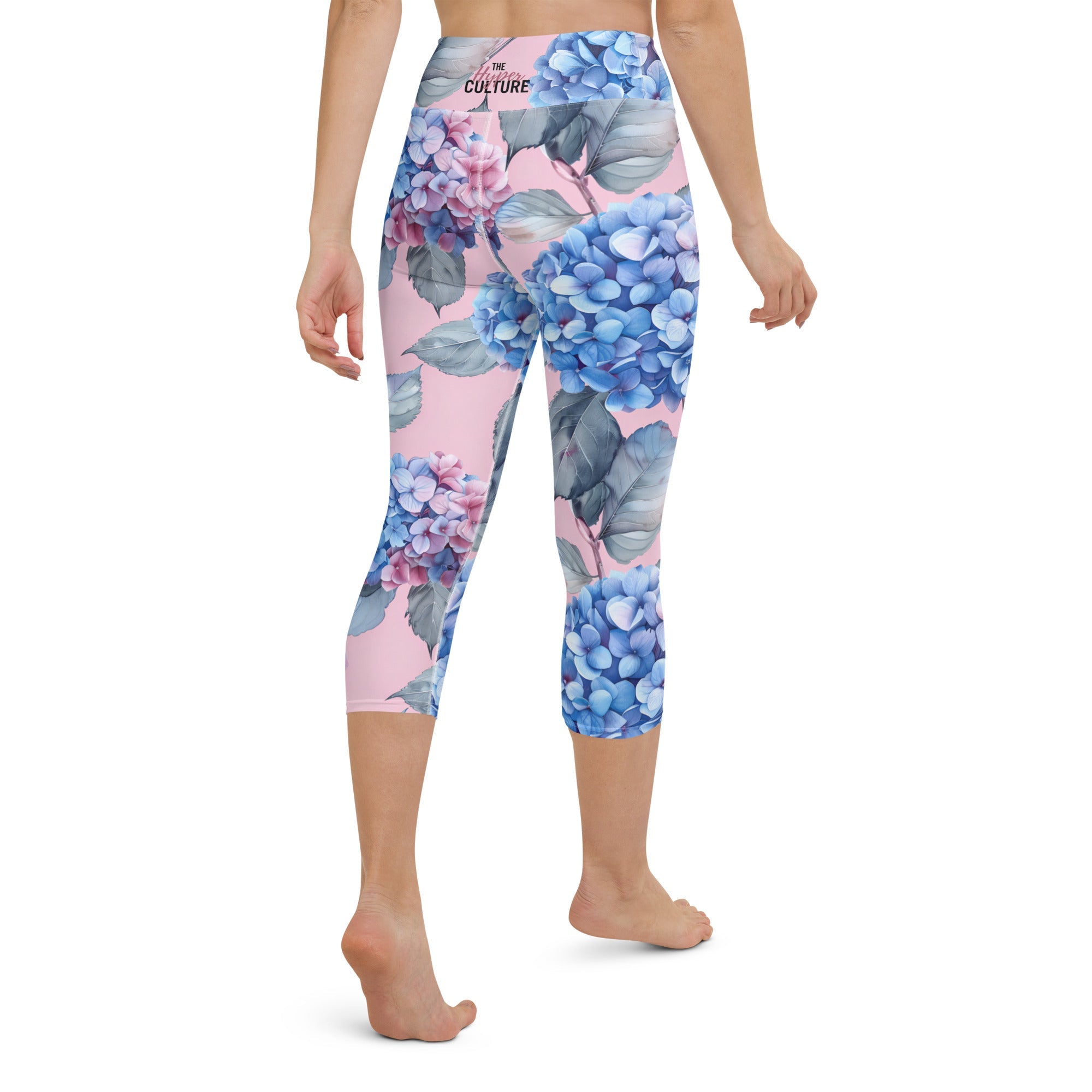 [Floral Bloom] Blushing Hydrangea Yoga Capri Leggings