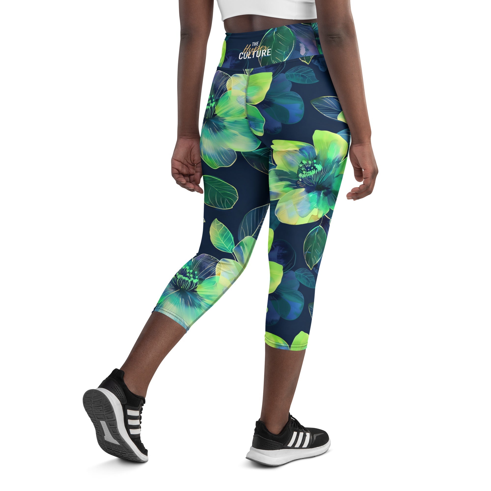 [Floral Bloom] Electric Flora Yoga Capri Leggings