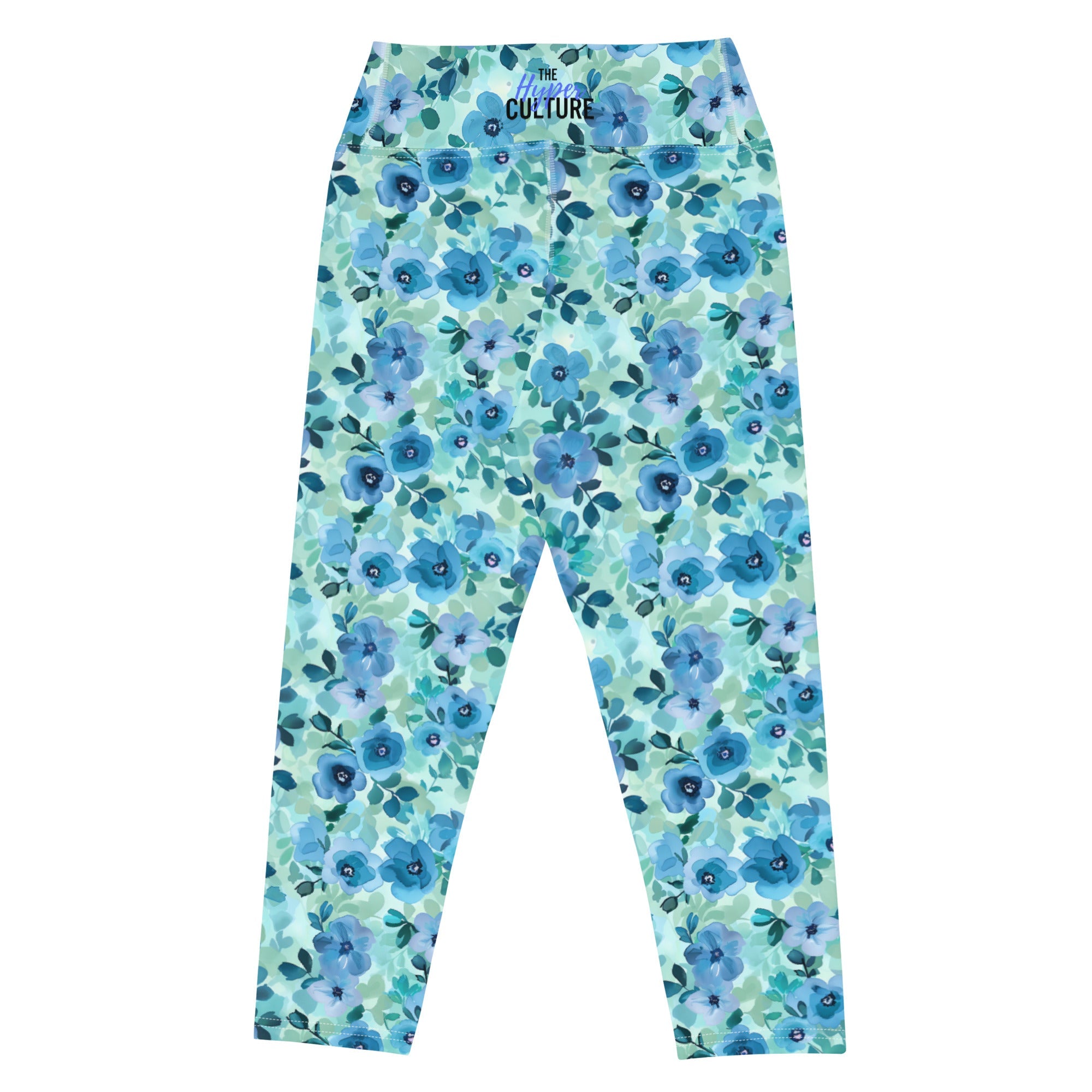 [Floral Bloom] Azure Meadow Yoga Capri Leggings
