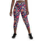 [Floral Bloom] Ruby Heritage Yoga Capri Leggings