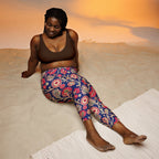 [Floral Bloom] Ruby Heritage Yoga Capri Leggings