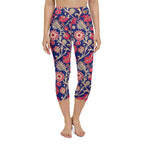 [Floral Bloom] Ruby Heritage Yoga Capri Leggings
