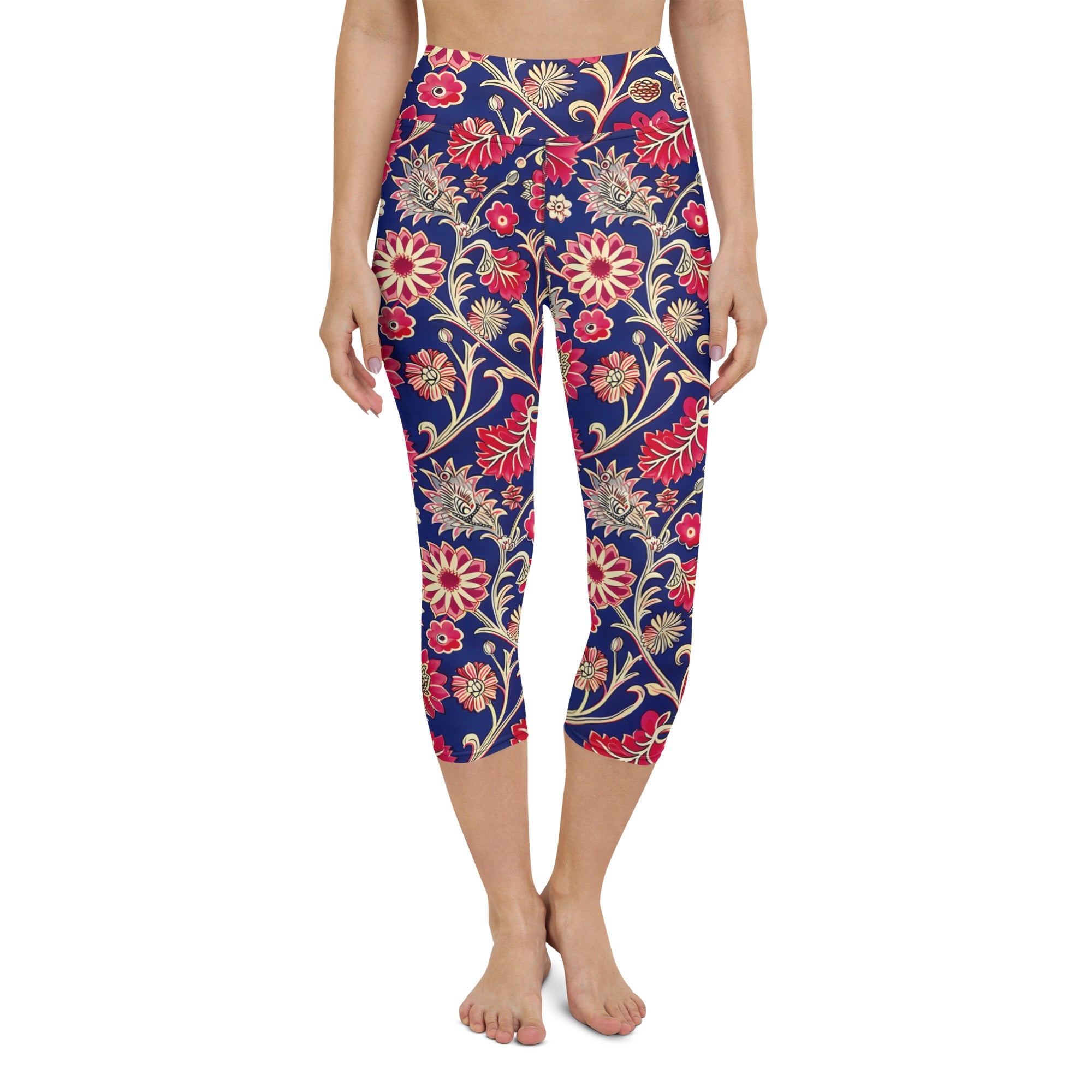 [Floral Bloom] Ruby Heritage Yoga Capri Leggings