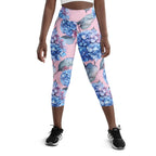 [Floral Bloom] Blushing Hydrangea Yoga Capri Leggings