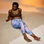 [Floral Bloom] Blushing Hydrangea Yoga Capri Leggings