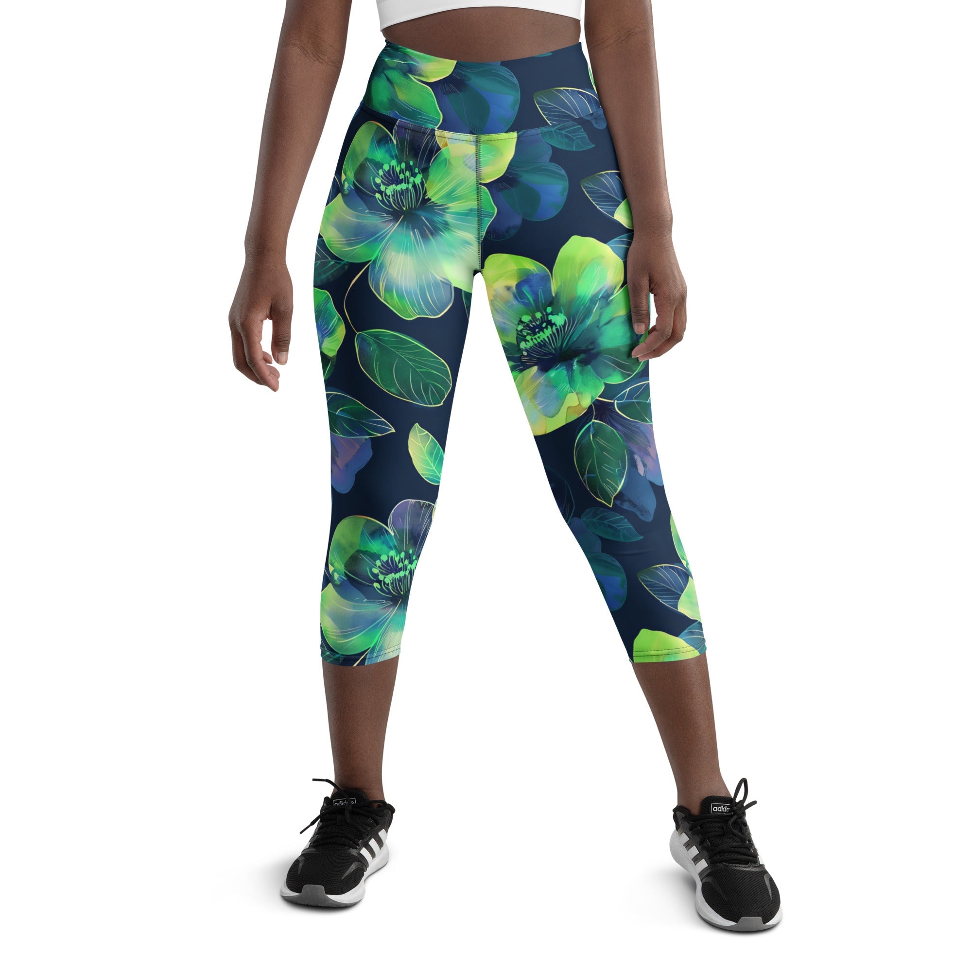 [Floral Bloom] Electric Flora Yoga Capri Leggings
