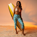 [Floral Bloom] Azure Meadow Yoga Capri Leggings