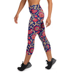 [Floral Bloom] Ruby Heritage Yoga Capri Leggings