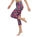 [Floral Bloom] Ruby Heritage Yoga Capri Leggings