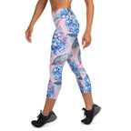 [Floral Bloom] Blushing Hydrangea Yoga Capri Leggings