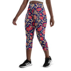 [Floral Bloom] Ruby Heritage Yoga Capri Leggings