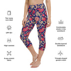 [Floral Bloom] Ruby Heritage Yoga Capri Leggings