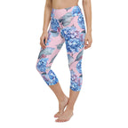 [Floral Bloom] Blushing Hydrangea Yoga Capri Leggings