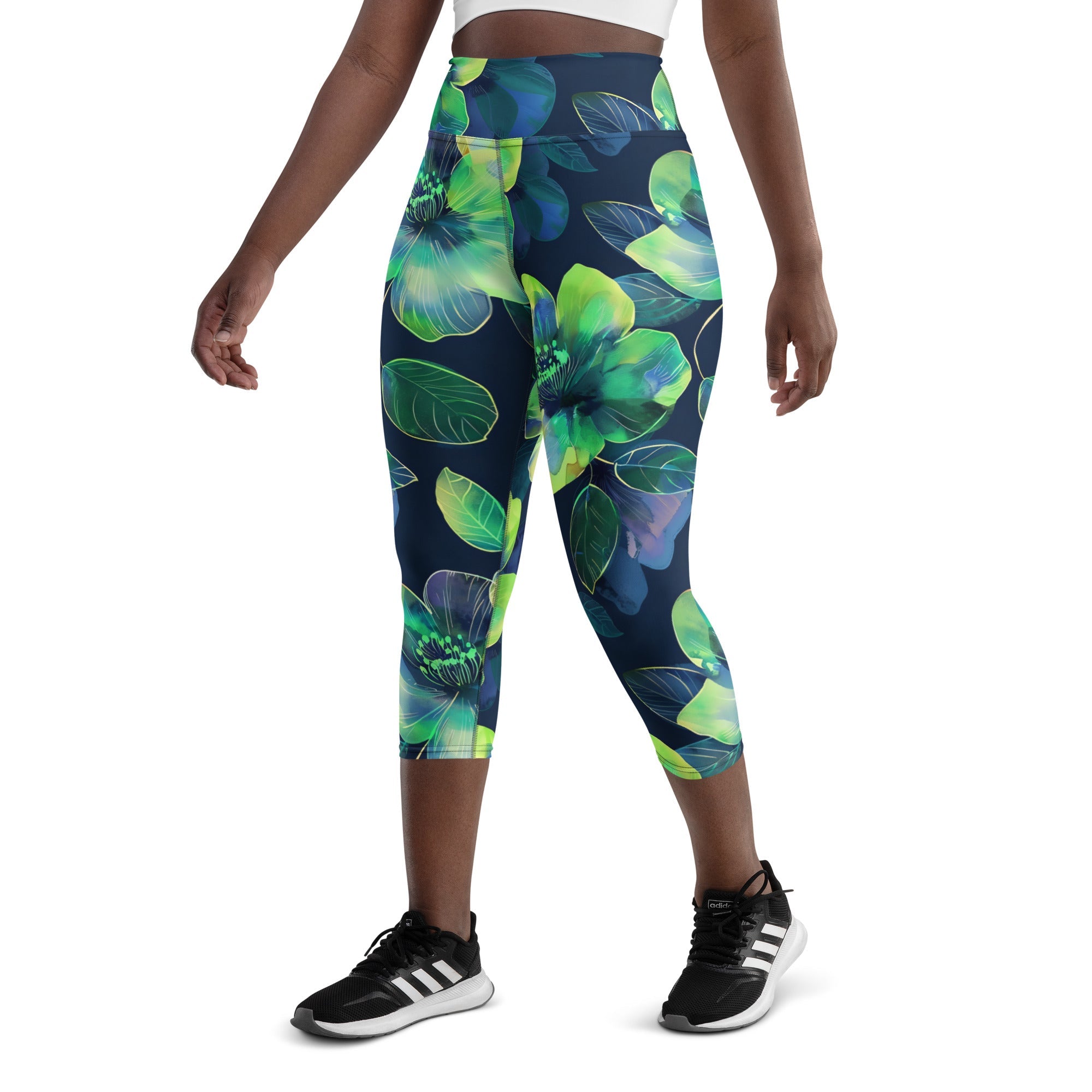 [Floral Bloom] Electric Flora Yoga Capri Leggings